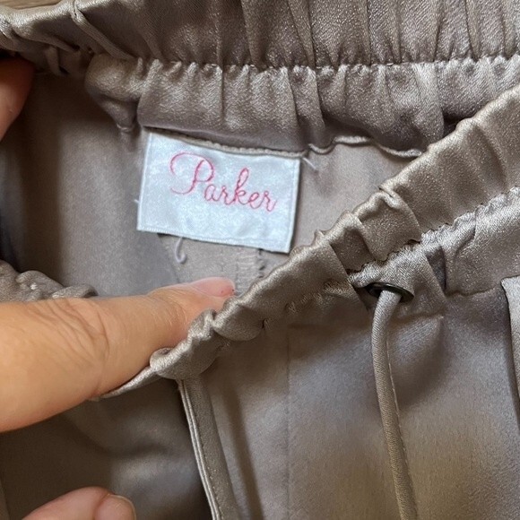 Parker Satin Drawstring Joggers in Taupe Beige XS - Picture 7 of 13